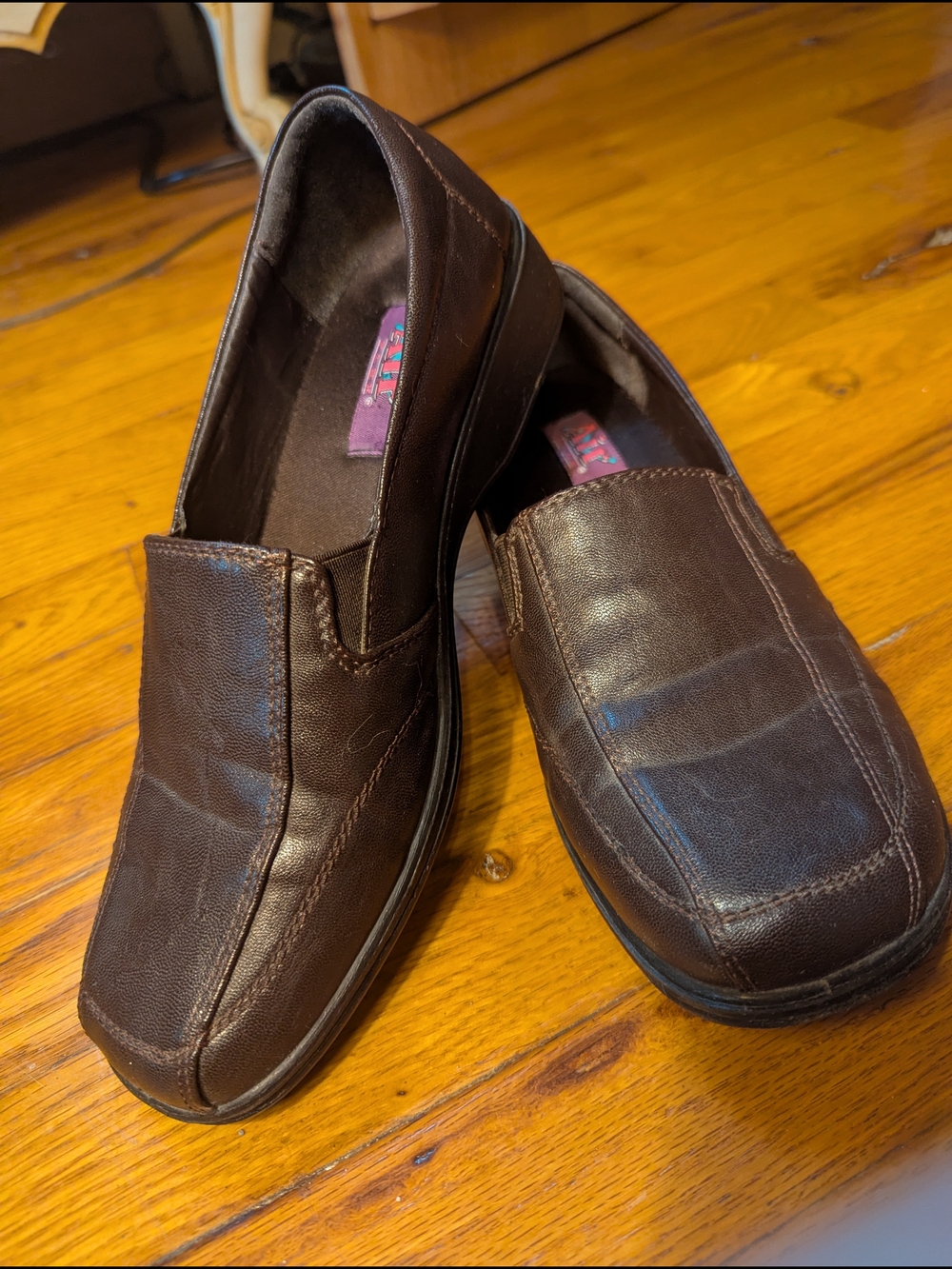 Brown Slip-On Manmade Leather Loafers